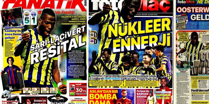 Sporun manşetleri 30 Ocak 2023 Pazartesi | Fenerbahçe, Kasımpaşa'yı farklı geçti: Varsa Enner, Fener Güler