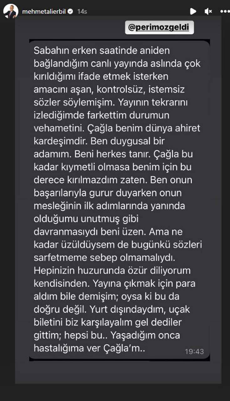 Mehmet Ali Erbil'den Çağla Şıkel'e haddini aşan sözler! Paylaşım yaptı özür diledi:" Hastalığıma ver Çağlam" 6