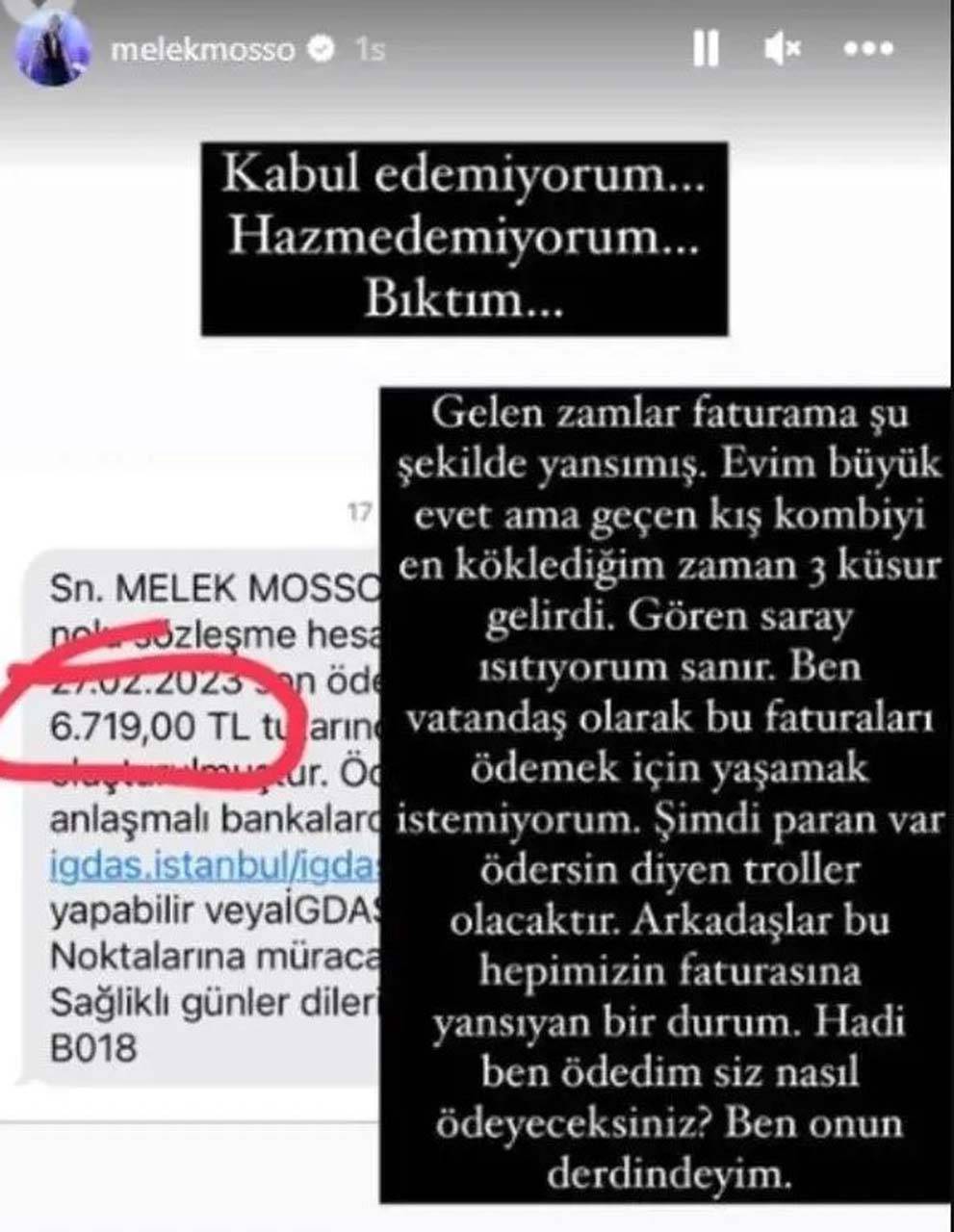 Melek Mosso gelen faturaya isyan etti! "Hazmedemiyorum! Bıktım..." 3