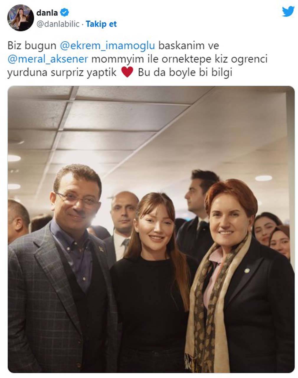 Danla Biliç, İmamoğlu ve Akşener ile çektiği fotoğrafla sosyal medya da ortalığı karıştırdı! Bakın takipçileri ne tepki verdi! 3