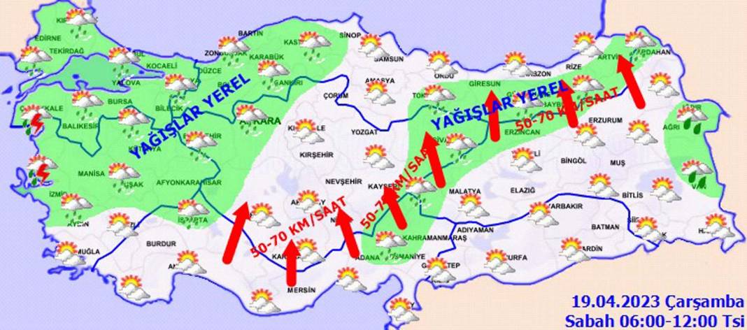 19 Nisan 2023 Çarşamba Hava durumu! Bardaktan boşanırcasına yağacak! Meteorolojiden o illere kritik uyarı! 6