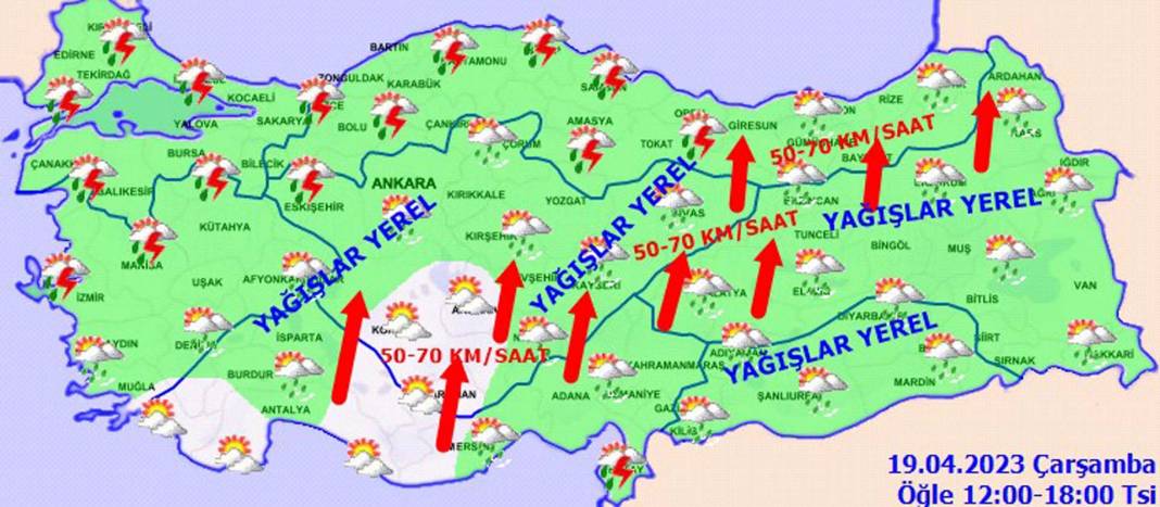 19 Nisan 2023 Çarşamba Hava durumu! Bardaktan boşanırcasına yağacak! Meteorolojiden o illere kritik uyarı! 7