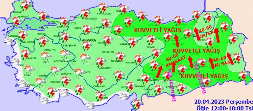 20 Nisan 2023 Perşembe hava durumu! Meteorolojiden o illere kritik uyarı! İşte il il hava durumu... 8