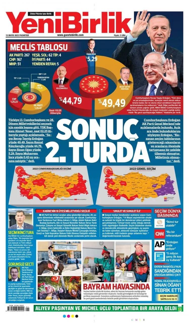 14  Mayıs seçim sonuçlarını gazeteler bu şekilde gördü, İşte o gazete manşetleri! 11