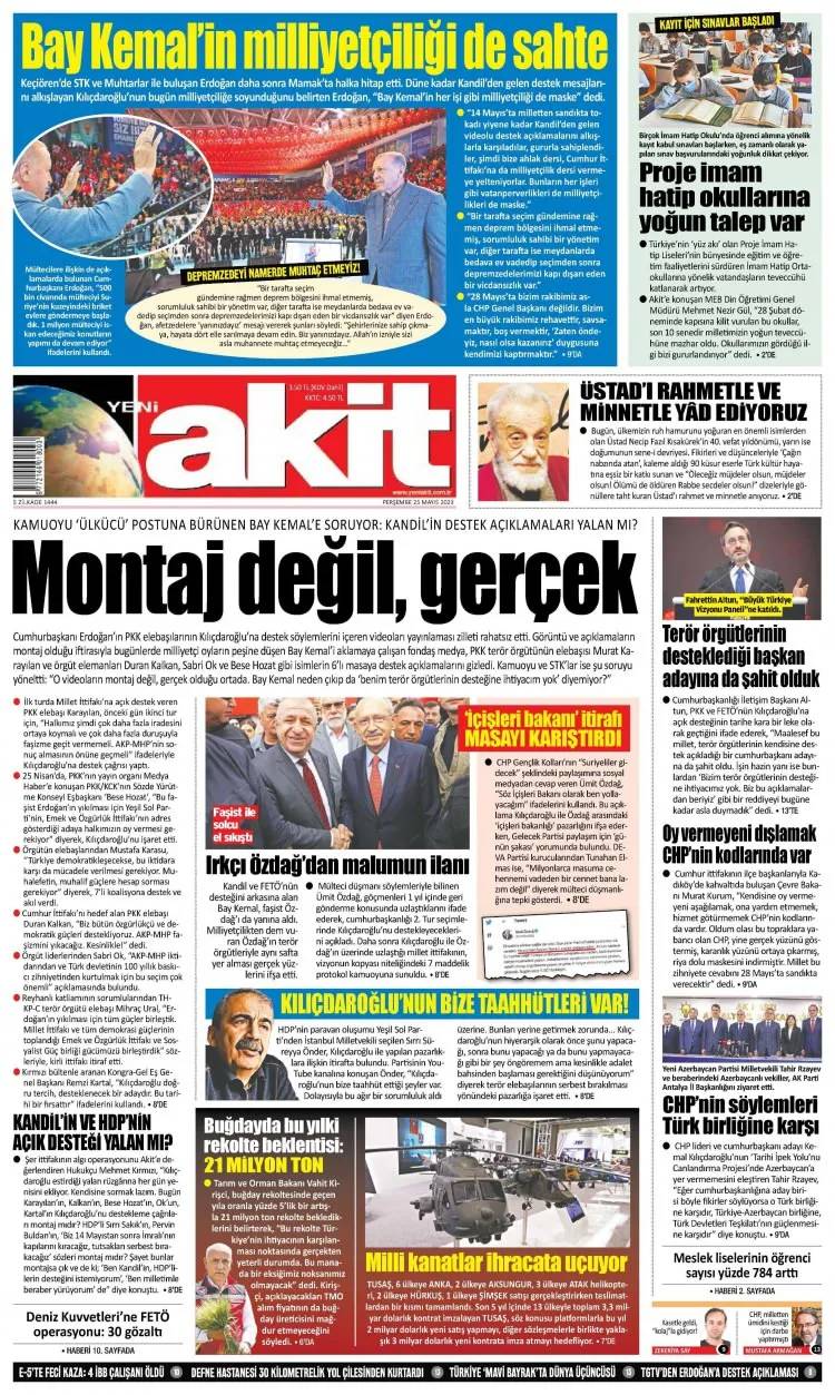 Kılıçdaroğlu, Özdağ protokolünü gazeteler bu gün nasıl gördü? 25 Mayıs 2023 perşembe gazete manşetleri 16