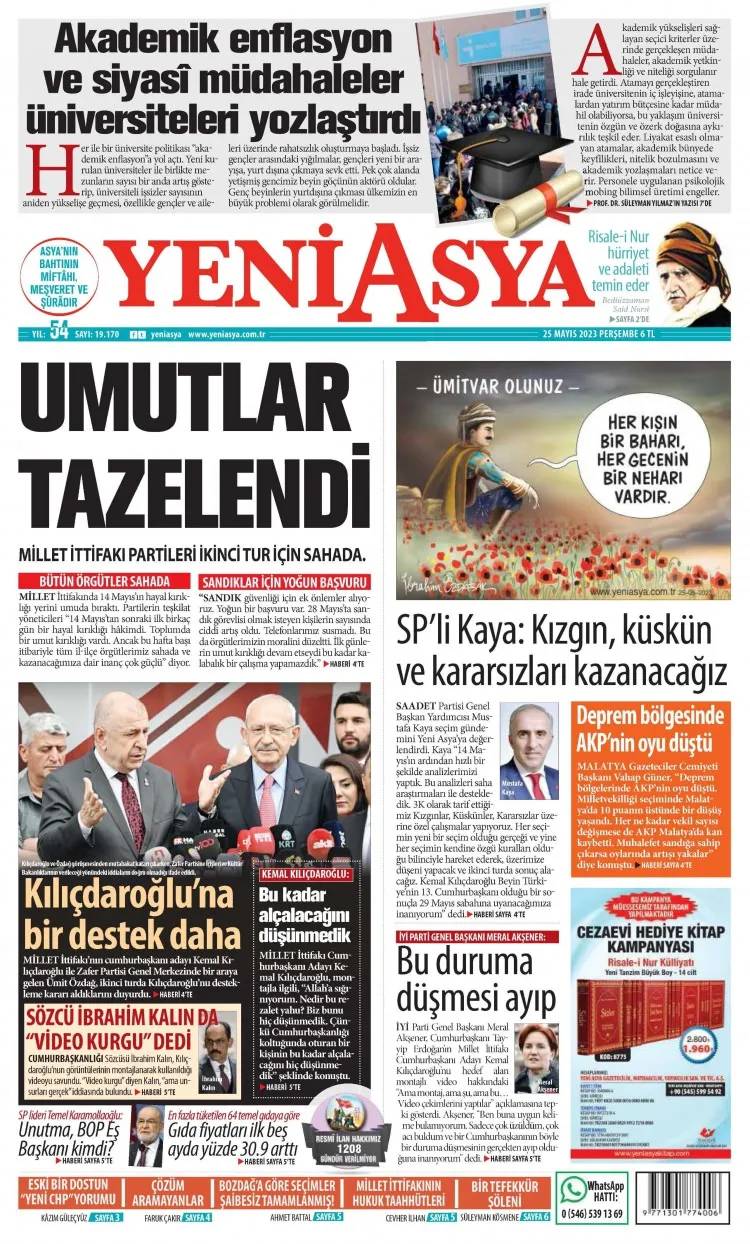 Kılıçdaroğlu, Özdağ protokolünü gazeteler bu gün nasıl gördü? 25 Mayıs 2023 perşembe gazete manşetleri 22