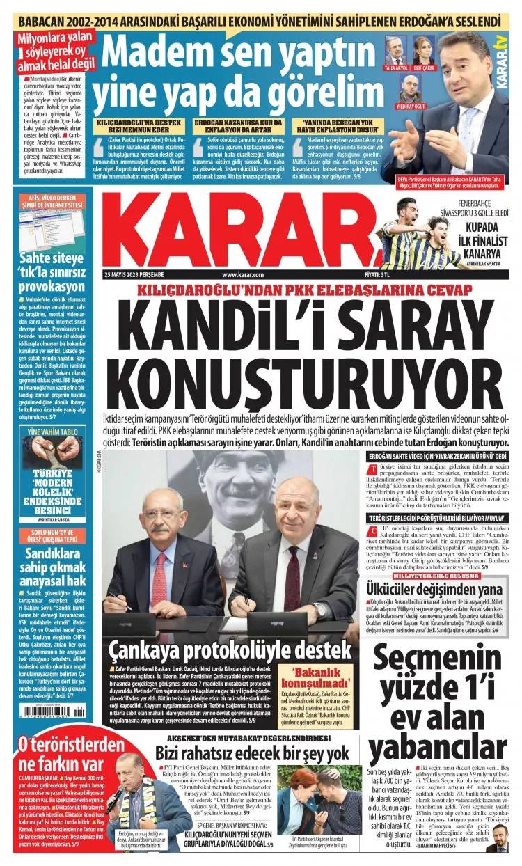 Kılıçdaroğlu, Özdağ protokolünü gazeteler bu gün nasıl gördü? 25 Mayıs 2023 perşembe gazete manşetleri 23