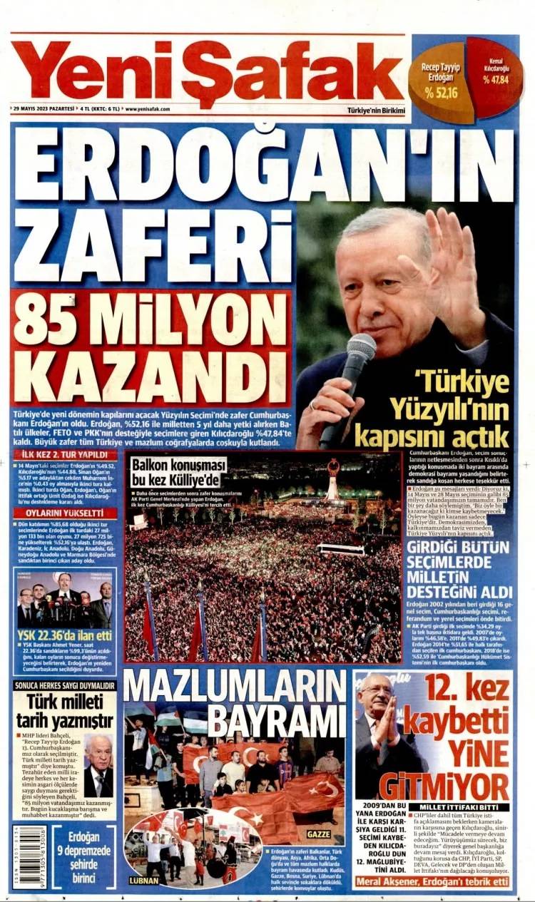 29 Mayıs gazete manşetleri-Erdoğan'ın zaferini gazeteler böyle gördü 2