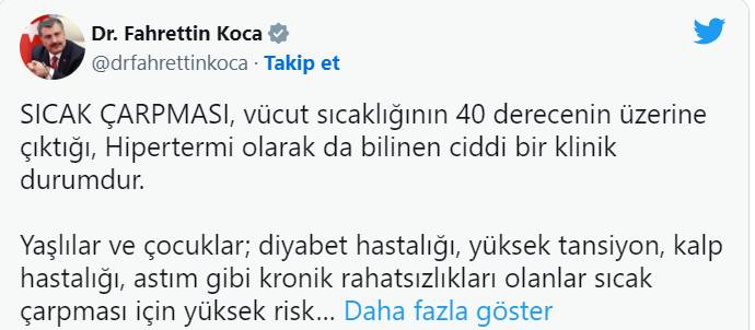 Aşırı sıcaklar geliyor, Sağlık Bakanı Fahrettin Koca uyarda bulundu:  Yaşlılar ve çocuklar dışarı çıkmayın 2