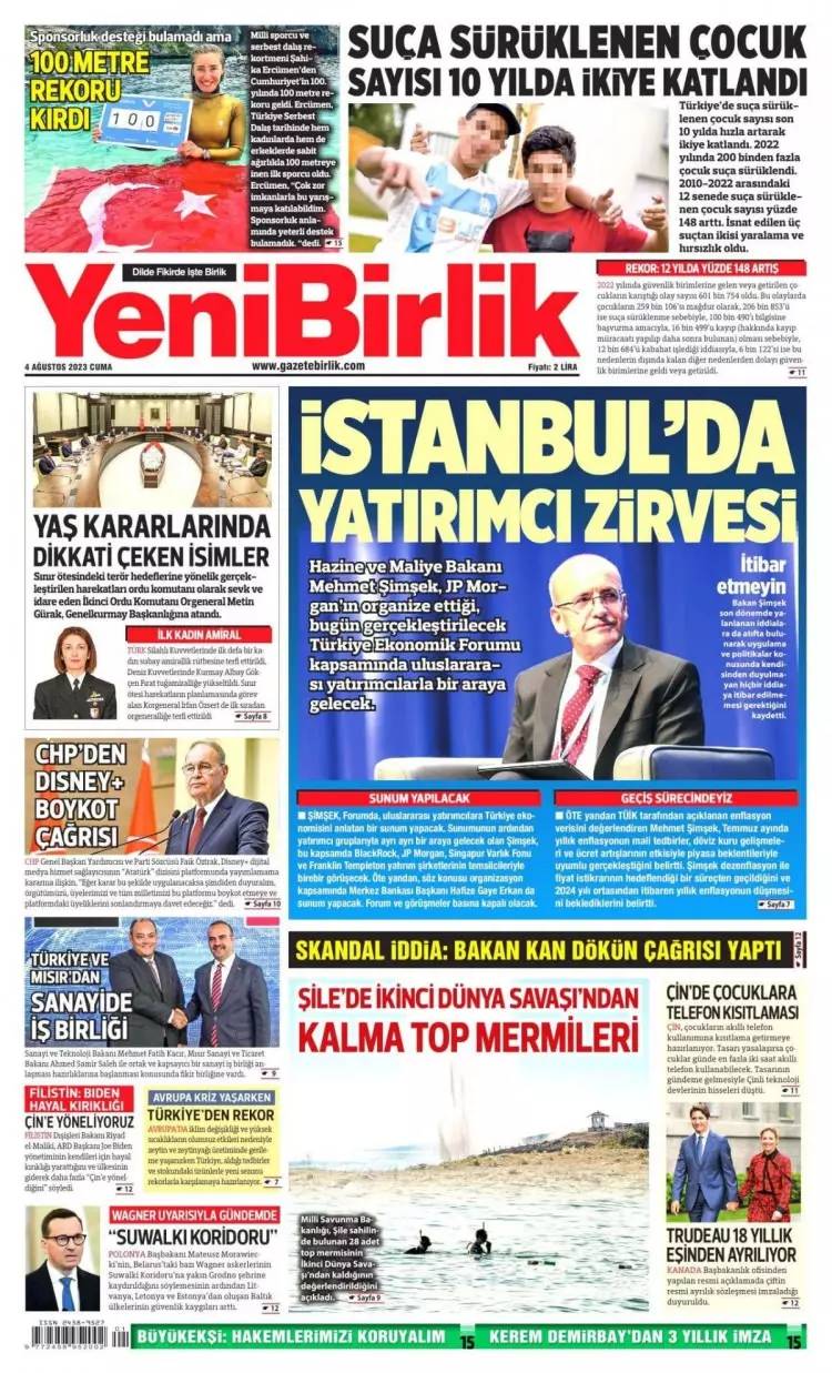 Yabancı yatırıma geliyor, 4 Ağustos Gazete manşetleri 5