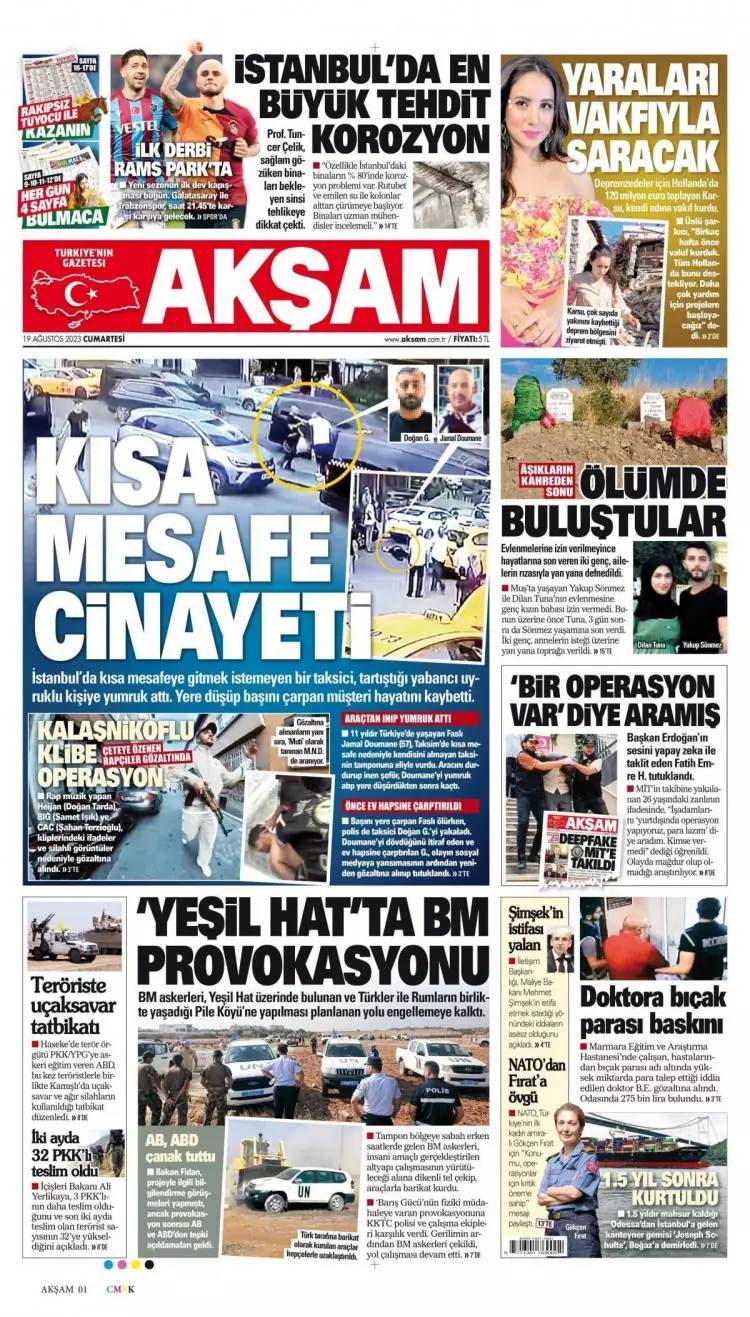 19 Ağustos Cumartesi gazete manşetleri "Alçak müttefik" 3