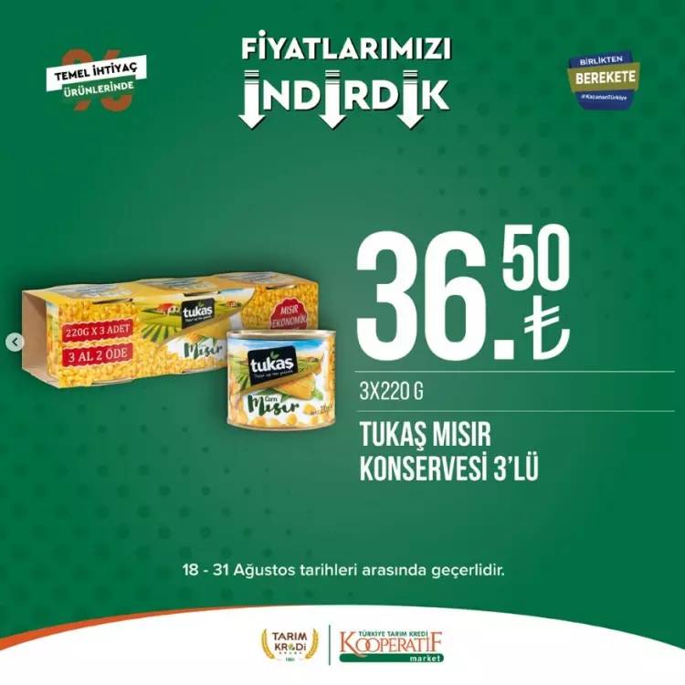 Tarım Kredi Kooperatifi 18 31 Ağustos tarihleri arası büyük indirimli ürün listesini yayınladı 10