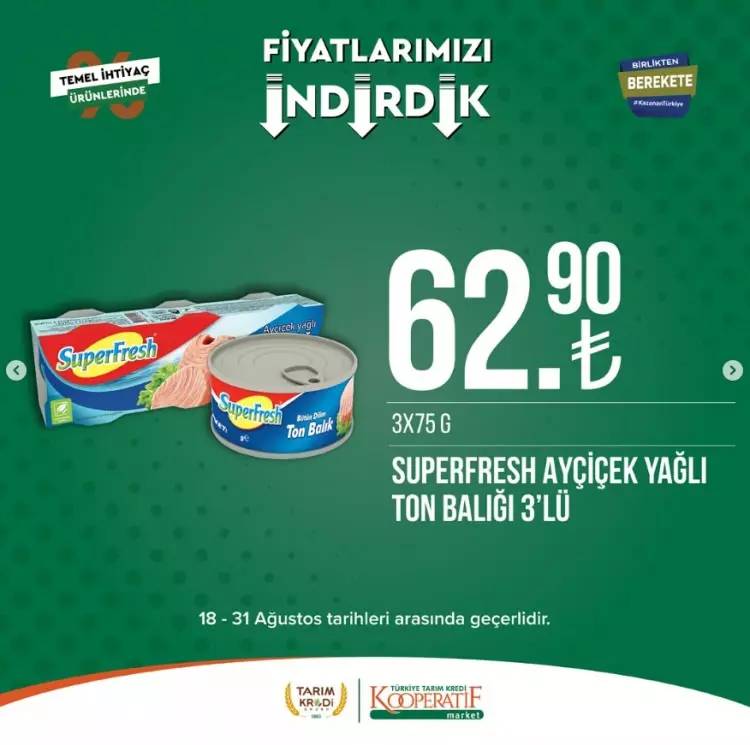 Tarım Kredi Kooperatifi 18 31 Ağustos tarihleri arası büyük indirimli ürün listesini yayınladı 11