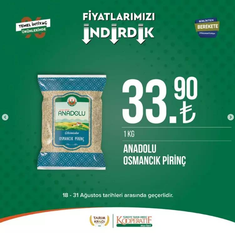 Tarım Kredi Kooperatifi 18 31 Ağustos tarihleri arası büyük indirimli ürün listesini yayınladı 20