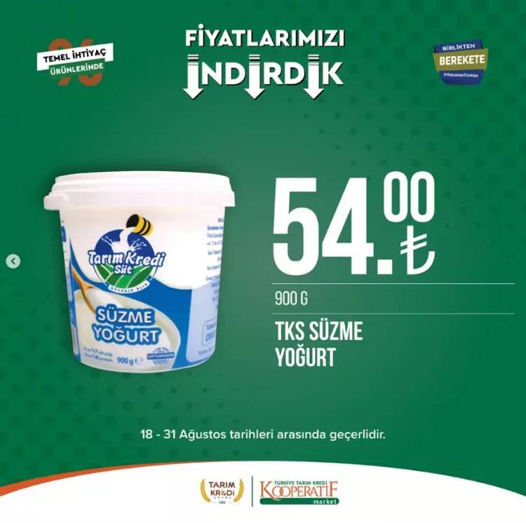 Tarım Kredi Kooperatifi 18 31 Ağustos tarihleri arası büyük indirimli ürün listesini yayınladı 22