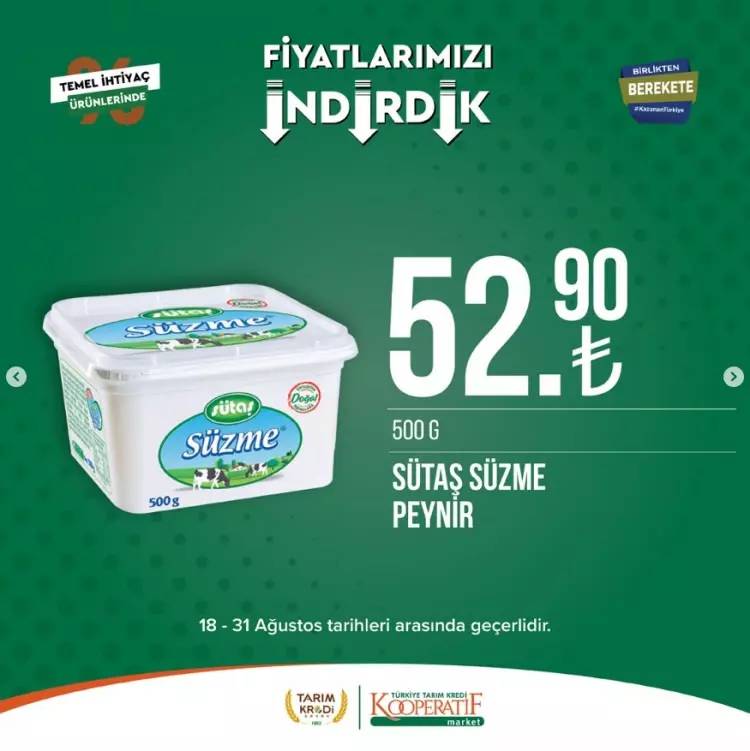 Tarım Kredi Kooperatifi 18 31 Ağustos tarihleri arası büyük indirimli ürün listesini yayınladı 29