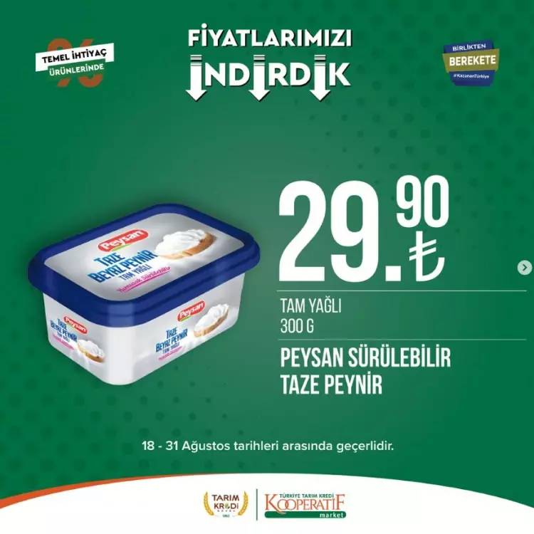 Tarım Kredi Kooperatifi 18 31 Ağustos tarihleri arası büyük indirimli ürün listesini yayınladı 30