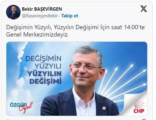 CHP genel başkanlığına aday olduğunu açıklayan Özgür Özel'e  art arda tebrik mesajı, ilk tebrik İmamoğlu'ndan 10