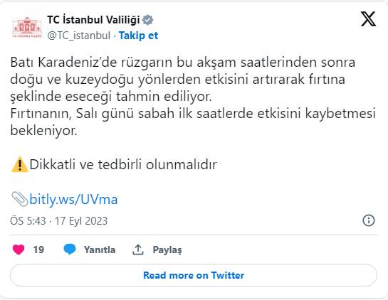 Valilikten son dakika fırtına uyarısı! Dikkatli ve tedbirli olunması yönünde uyarıda bulunuldu 1