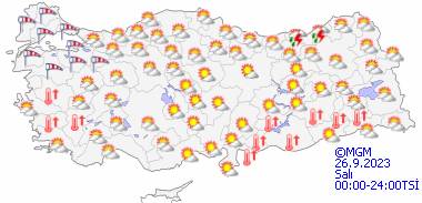 Bu gün hava nasıl olacak, yağmur var mı sıcaklıklar kaç derece olacak? 26 Eylül Salı tüm ülke geneli hava durumu 14