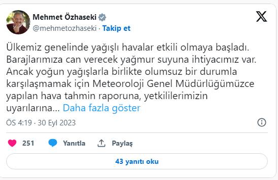 Bakan Özhaseki istirham ediyorum diyerek, Meteoroloji ve AFAD acil kodu uyarısı ile 40 il sarı 4 il Turuncu kodu ile uyarılar peş peşe geldi 2