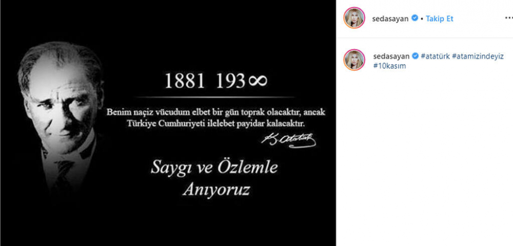 Ünlülerden 10 Kasım mesajlarI! Ünlü isimler Atatürk'ü saygı ve özlemle andı 14