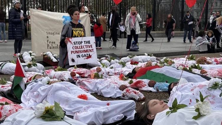 Dünya yeter artık diyerek Gazze için ayakta, yüz binler sokaklara döküldü, Beyaz saray önünde 'ölüm' protestosu 7