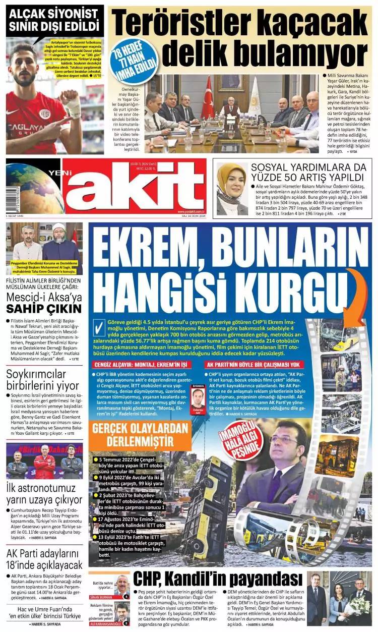 Kirli ittifak: 16 Ocak Salı tüm gazete manşetleri 13