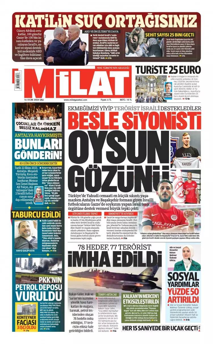 Kirli ittifak: 16 Ocak Salı tüm gazete manşetleri 15