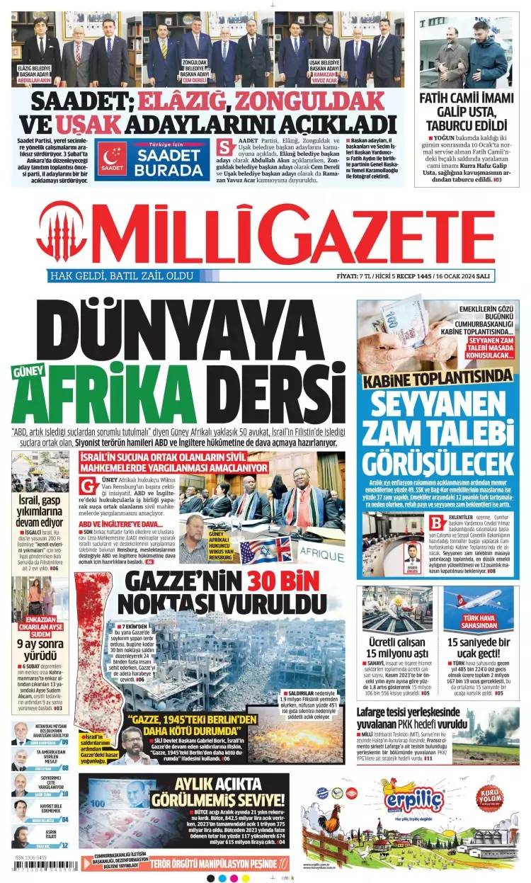 Kirli ittifak: 16 Ocak Salı tüm gazete manşetleri 16