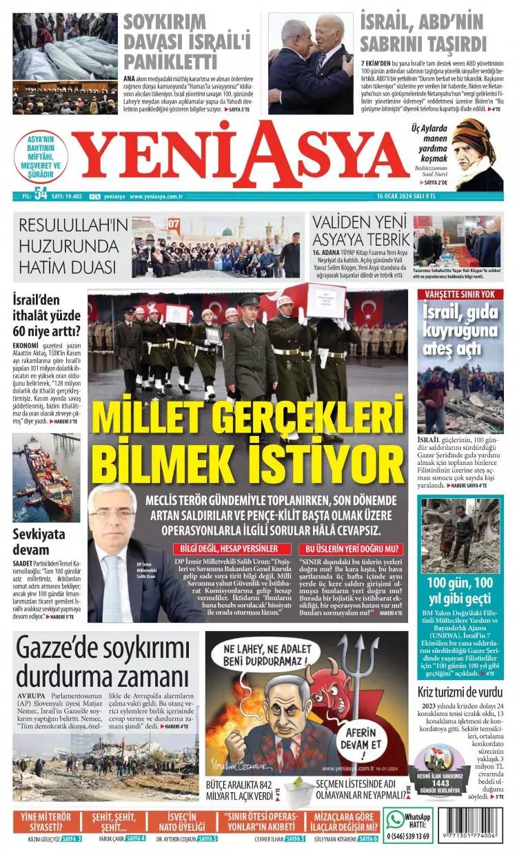 Kirli ittifak: 16 Ocak Salı tüm gazete manşetleri 23