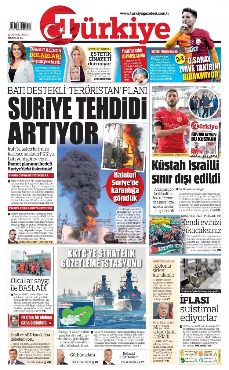 Kirli ittifak: 16 Ocak Salı tüm gazete manşetleri 27
