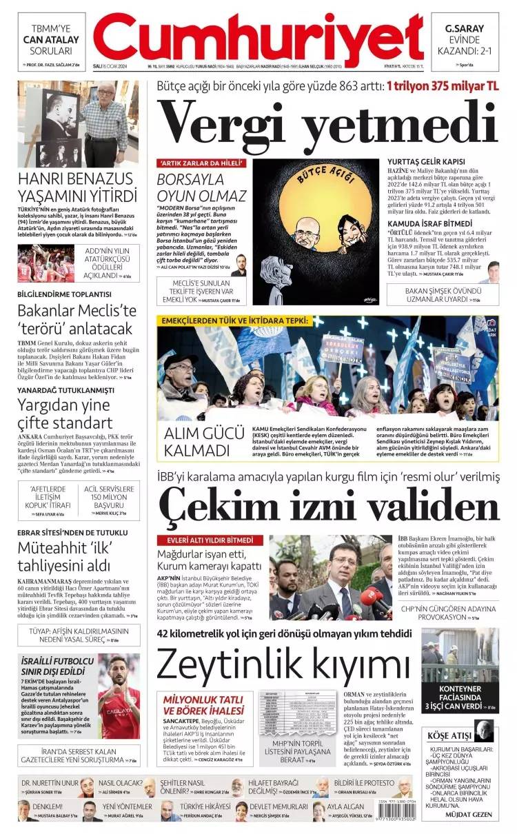 Kirli ittifak: 16 Ocak Salı tüm gazete manşetleri 4