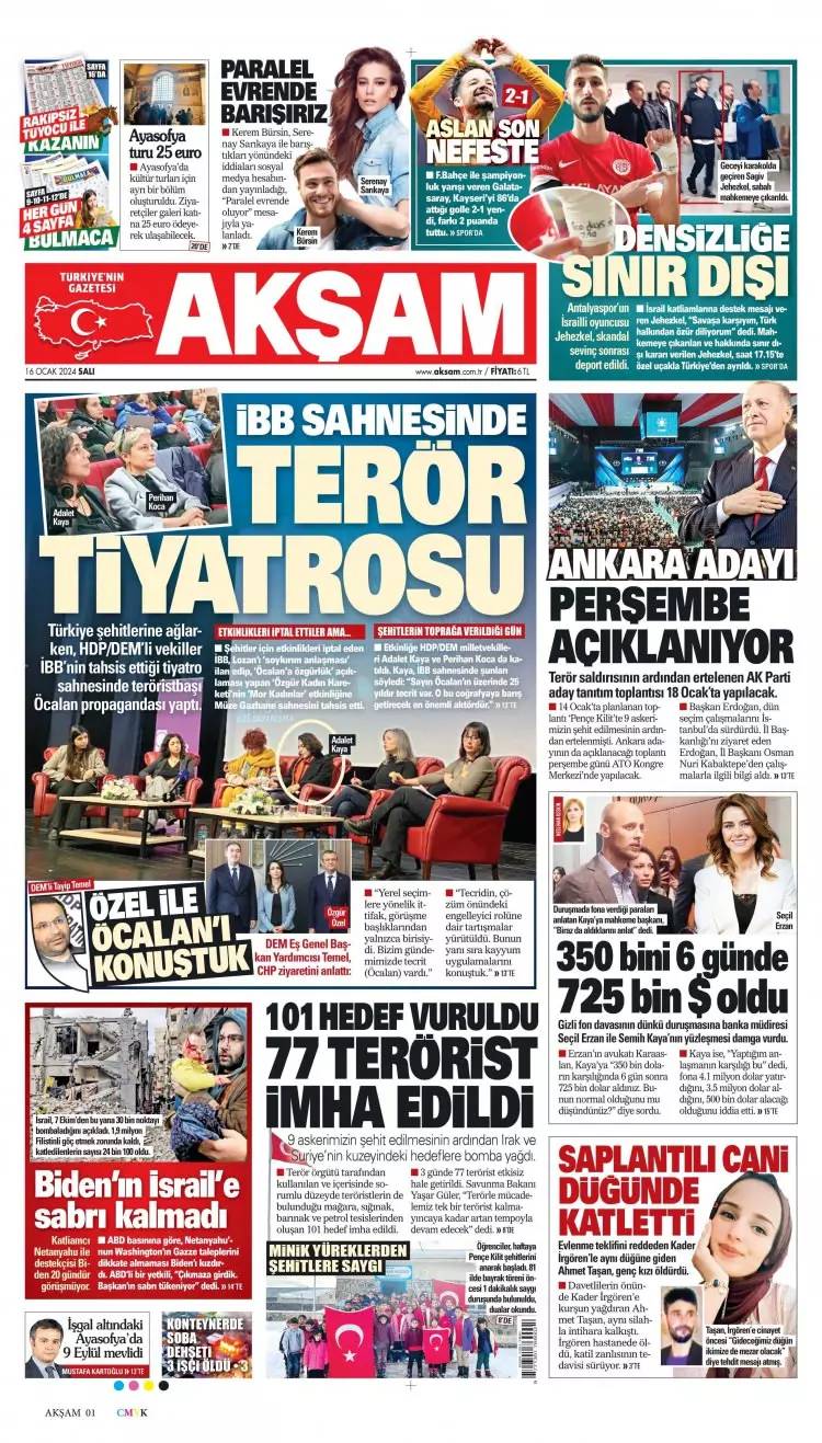 Kirli ittifak: 16 Ocak Salı tüm gazete manşetleri 6