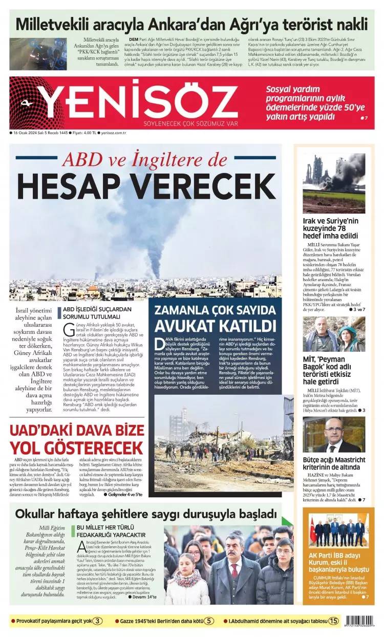 Kirli ittifak: 16 Ocak Salı tüm gazete manşetleri 9