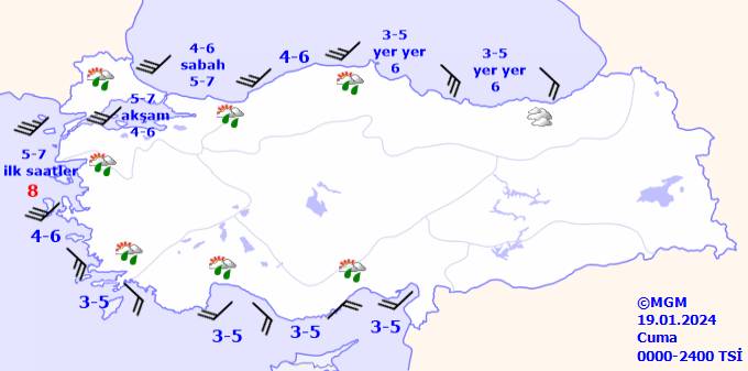 Meteoroloji o bölgeleri uyardı! Kar, şiddetli yağmur, dolu, sel, su baskınlarına dikkat, 19 Ocak Cuma hava durumu 12