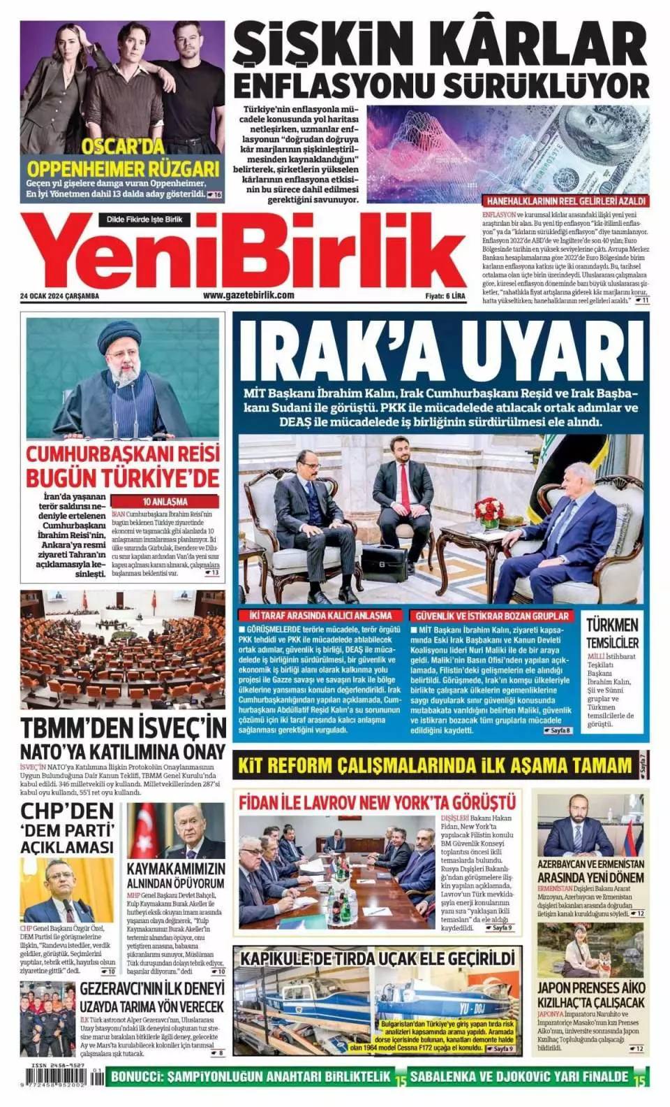 DEM Parti CHP'den  İBB'de eş başkanlık istiyor, 24 Ocak  Çarşamba Gazete manşetleri 11
