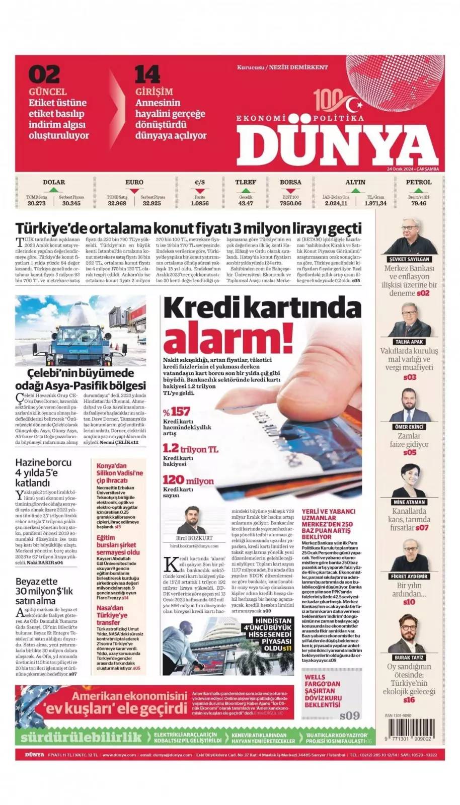 DEM Parti CHP'den  İBB'de eş başkanlık istiyor, 24 Ocak  Çarşamba Gazete manşetleri 13