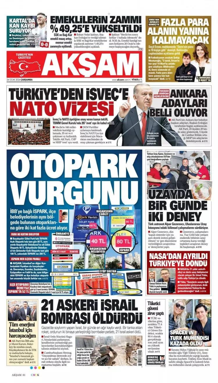 DEM Parti CHP'den  İBB'de eş başkanlık istiyor, 24 Ocak  Çarşamba Gazete manşetleri 2