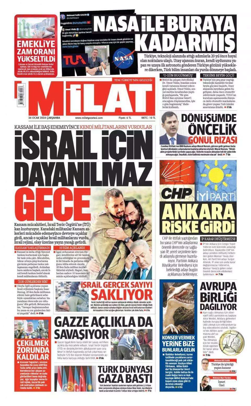 DEM Parti CHP'den  İBB'de eş başkanlık istiyor, 24 Ocak  Çarşamba Gazete manşetleri 6