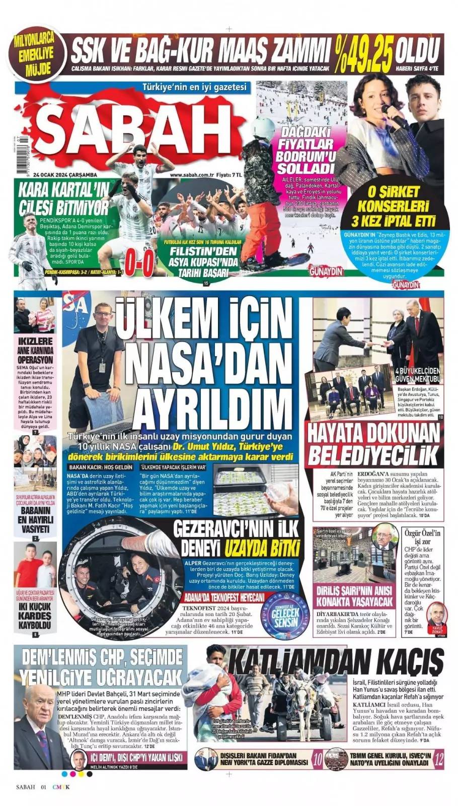 DEM Parti CHP'den  İBB'de eş başkanlık istiyor, 24 Ocak  Çarşamba Gazete manşetleri 7