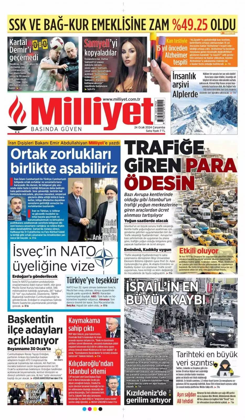 DEM Parti CHP'den  İBB'de eş başkanlık istiyor, 24 Ocak  Çarşamba Gazete manşetleri 8