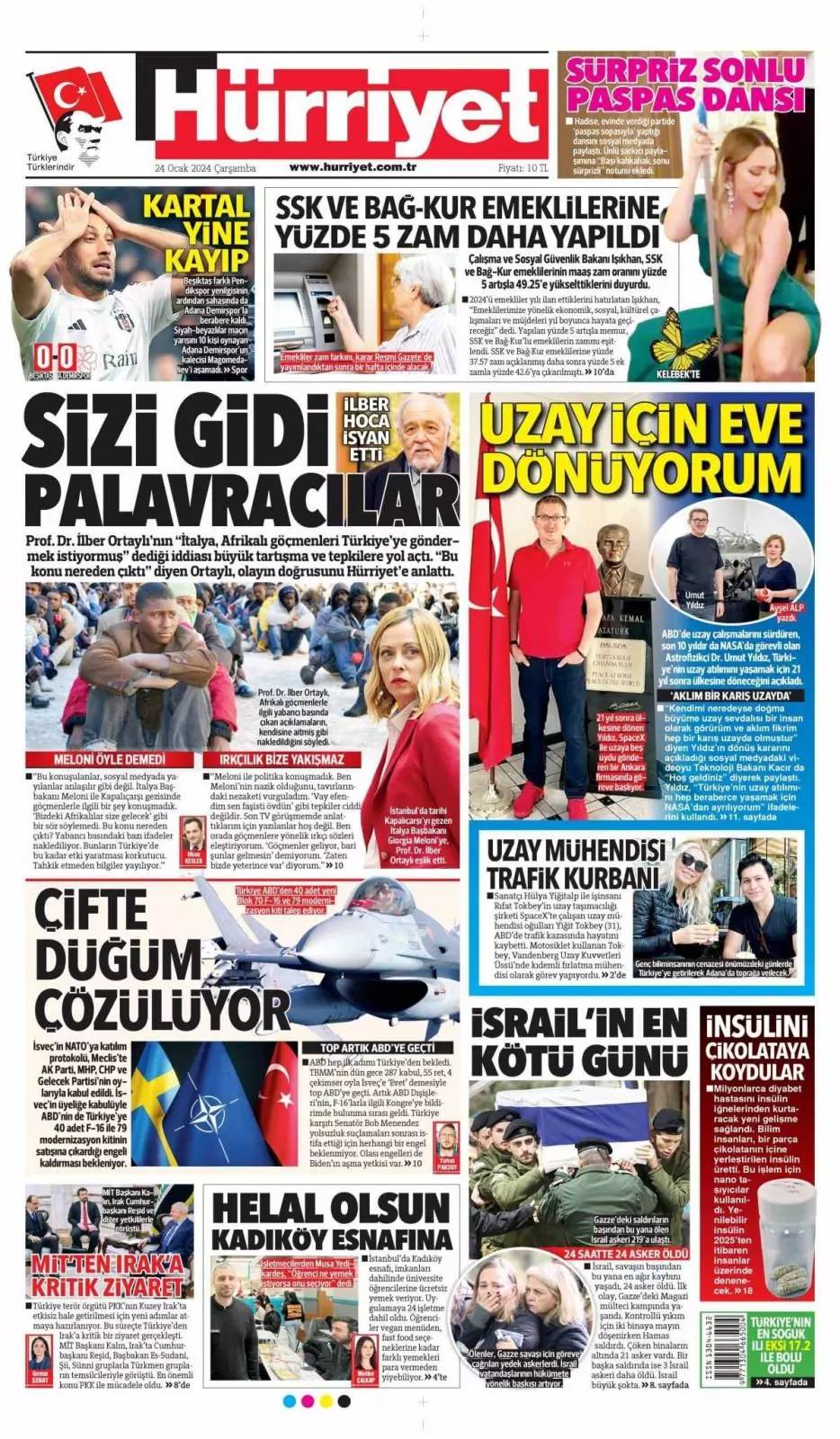 DEM Parti CHP'den  İBB'de eş başkanlık istiyor, 24 Ocak  Çarşamba Gazete manşetleri 9