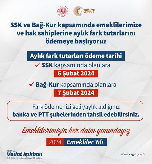 SSK ve Bağ-Kur emeklilerine yapılacak ek zam ödemelerinin tarihi belli oldu! Bakan Işıkhan'dan ödeme tarihleri ile ilgili açıklama 6