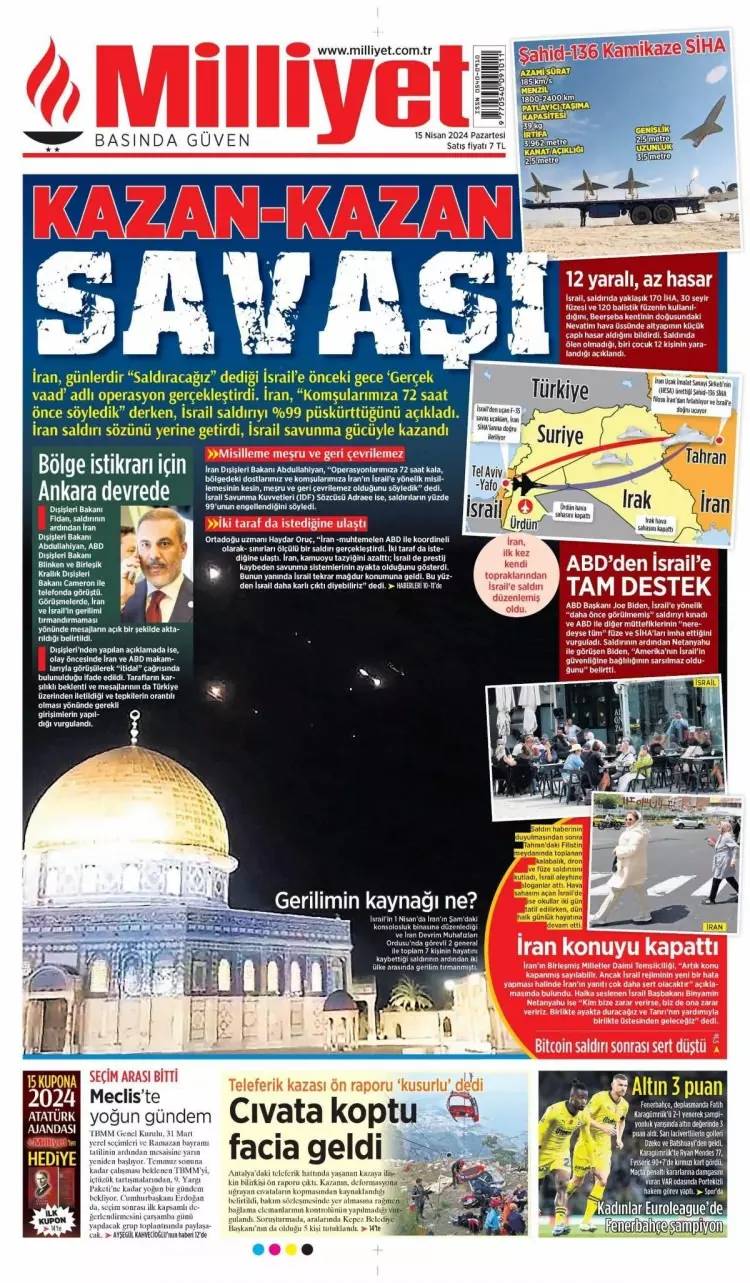 Dünya ile dalga geçtiler! İran ve İsrail ABD destekli savaş tiyatrosu oynadılar 15 Nisan 2024 Pazartesi gazete manşetleri 8