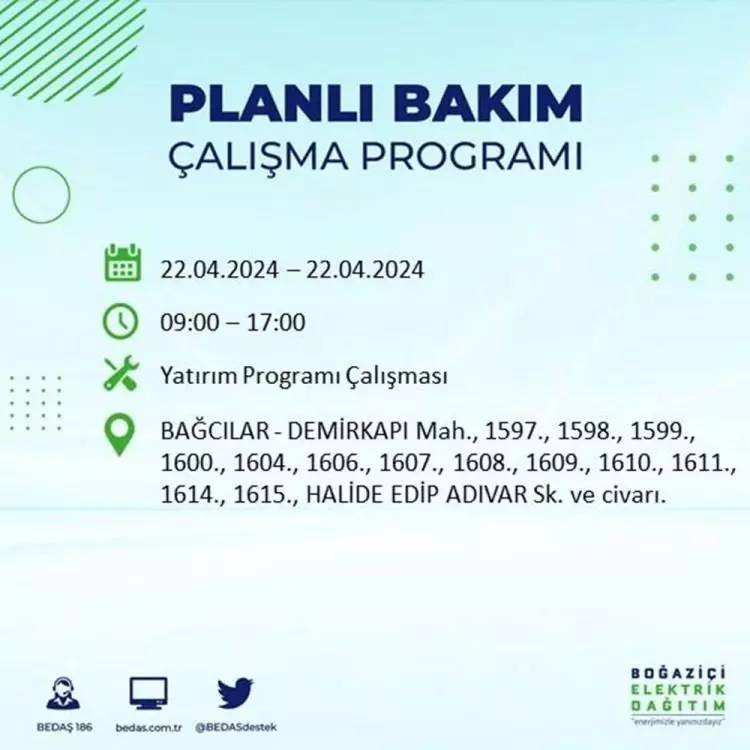 İstanbullular dikkat! BEDAŞ gün ve saat vererek uyardı! 22 Nisan Pazartesi 18 ilçe karanlığa gömülecek, İşte o ilçeler... 10