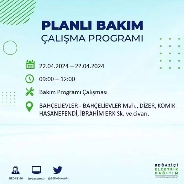 İstanbullular dikkat! BEDAŞ gün ve saat vererek uyardı! 22 Nisan Pazartesi 18 ilçe karanlığa gömülecek, İşte o ilçeler... 12