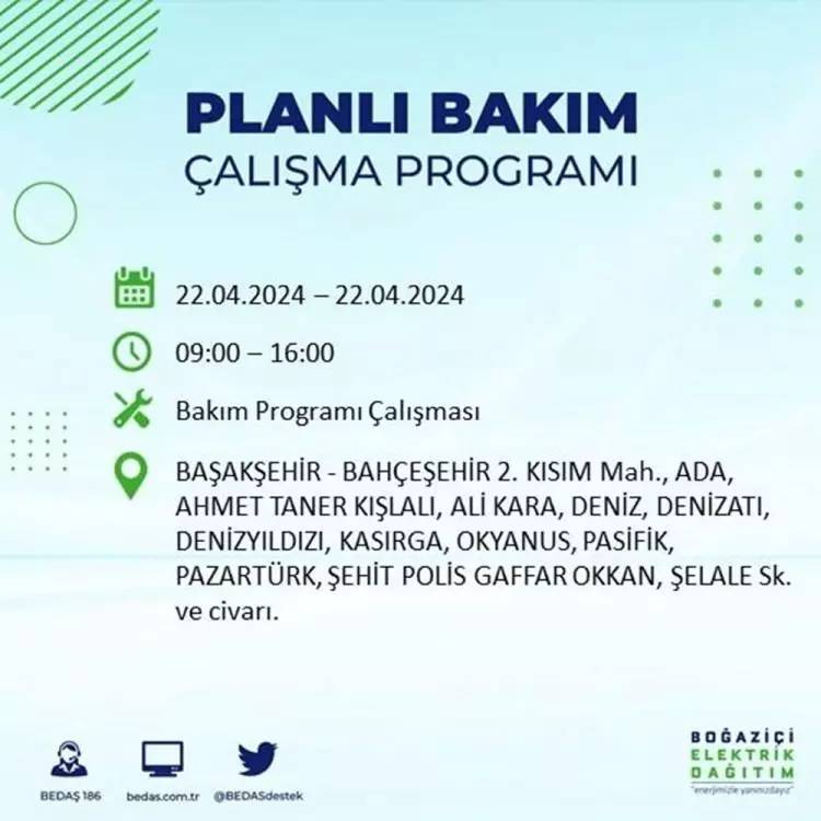 İstanbullular dikkat! BEDAŞ gün ve saat vererek uyardı! 22 Nisan Pazartesi 18 ilçe karanlığa gömülecek, İşte o ilçeler... 20