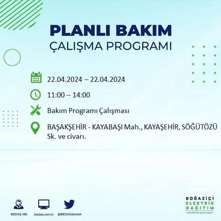 İstanbullular dikkat! BEDAŞ gün ve saat vererek uyardı! 22 Nisan Pazartesi 18 ilçe karanlığa gömülecek, İşte o ilçeler... 23