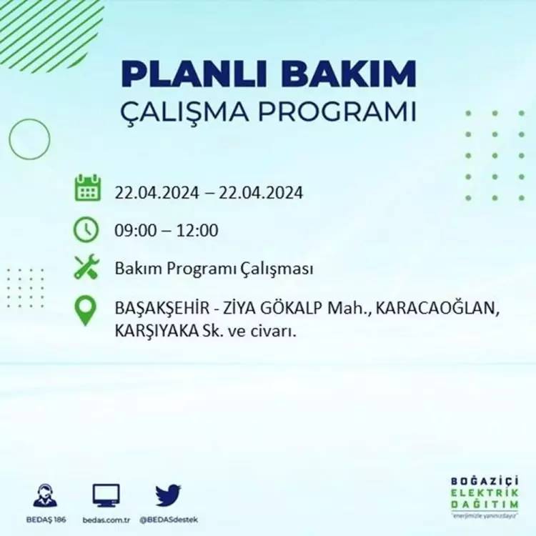 İstanbullular dikkat! BEDAŞ gün ve saat vererek uyardı! 22 Nisan Pazartesi 18 ilçe karanlığa gömülecek, İşte o ilçeler... 24